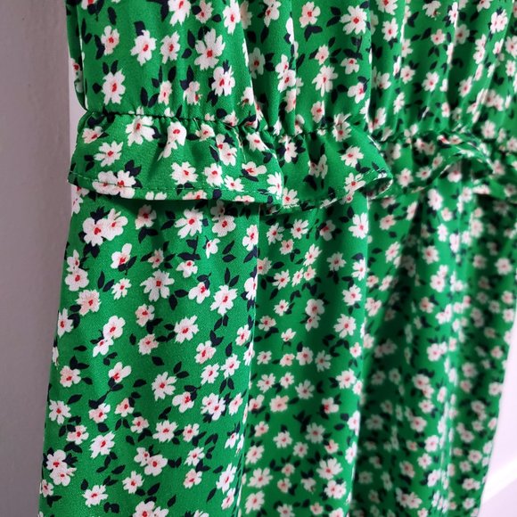 Jessica Simpson Women's Extra Small Green Floral Sleeveless Midi-Dress with Slip - Picture 7 of 10